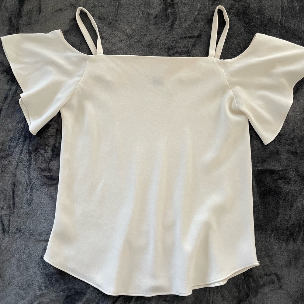 Ann Taylor, white, medium, cold shoulder blouse